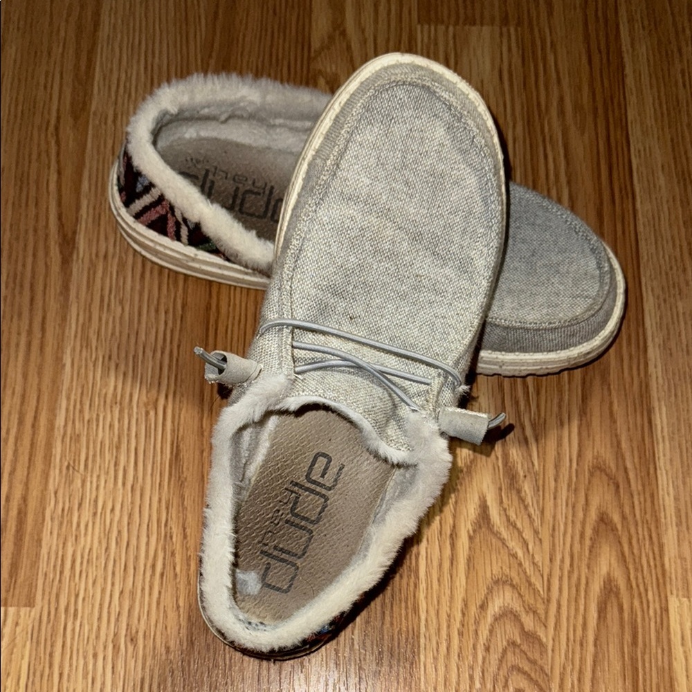 Hey Dude Gray and Cream Cozy Slippers